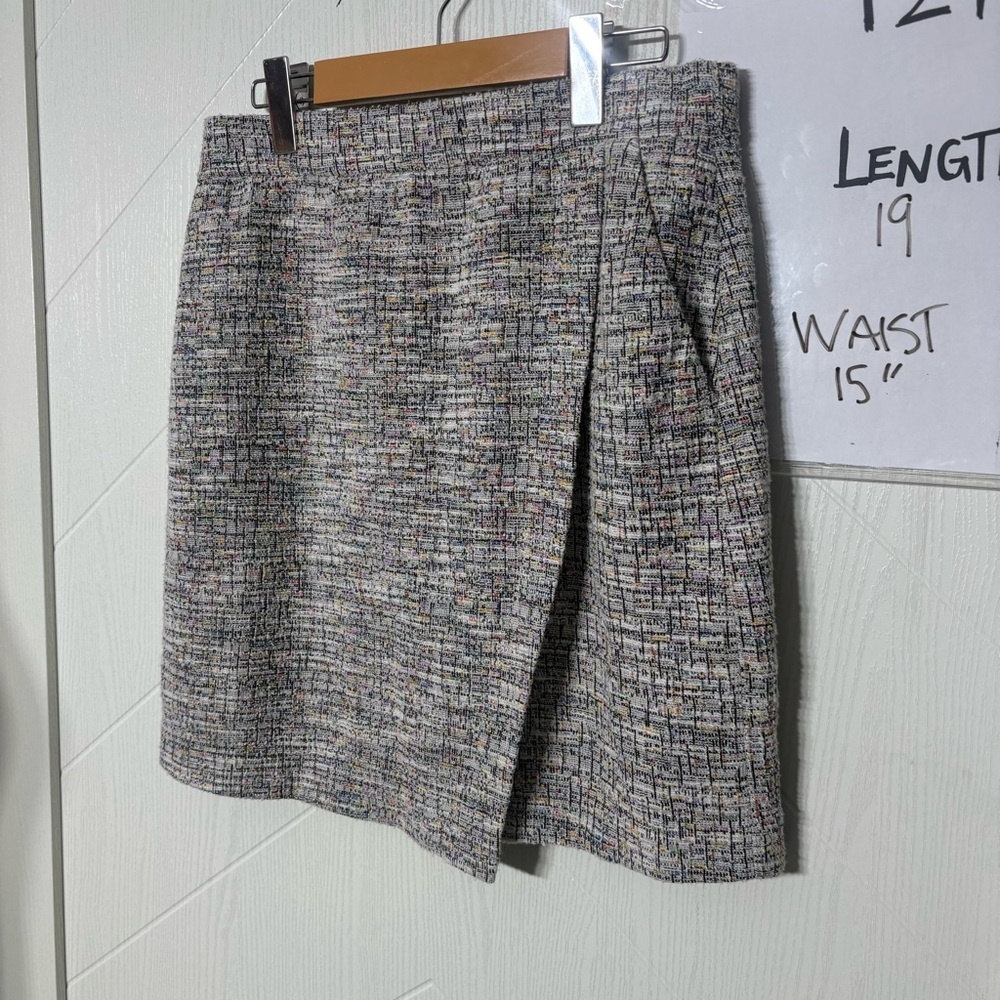 Crystal Kobe Multi-Color Tweed Faux Wrap Mini Skirt Medium‎ Workwear Academic - Picture 3 of 8